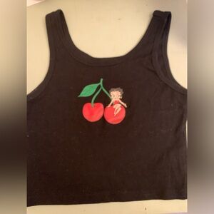Betty Boop Cherry black crop tank Small